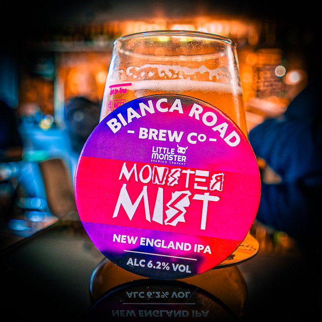 Glass of London Craft Beer  by Bianca Road ( Moster Mist (6.2% NEIPA) The Broken Seal (Stevenage) (Film Effect) OM-1 & M.Zuiko 7-14mm f2.8 Pro Wide Zoom (1 of 1)