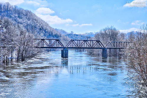 Caney Fork River Railroad Bridge - Winter Snow - Putnam & Smith County, Tennessee by J.L. Ramsaur Photography, "Even if you're on the right track, you'll get run over if you just sit there."
-- Will Ro