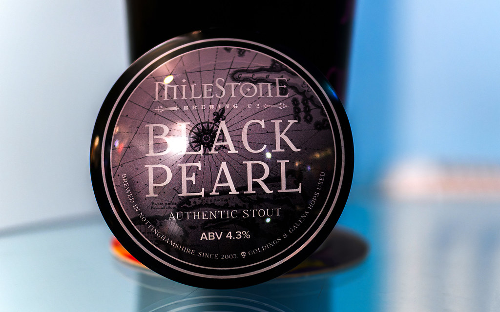 Beer Pump Label - Black Pearl (4.3%) by Milestone - The Broken Seal (Stevenage) Olympus OM-1 & M.Zuiko 25mm f1.2 Pro Prime Lens