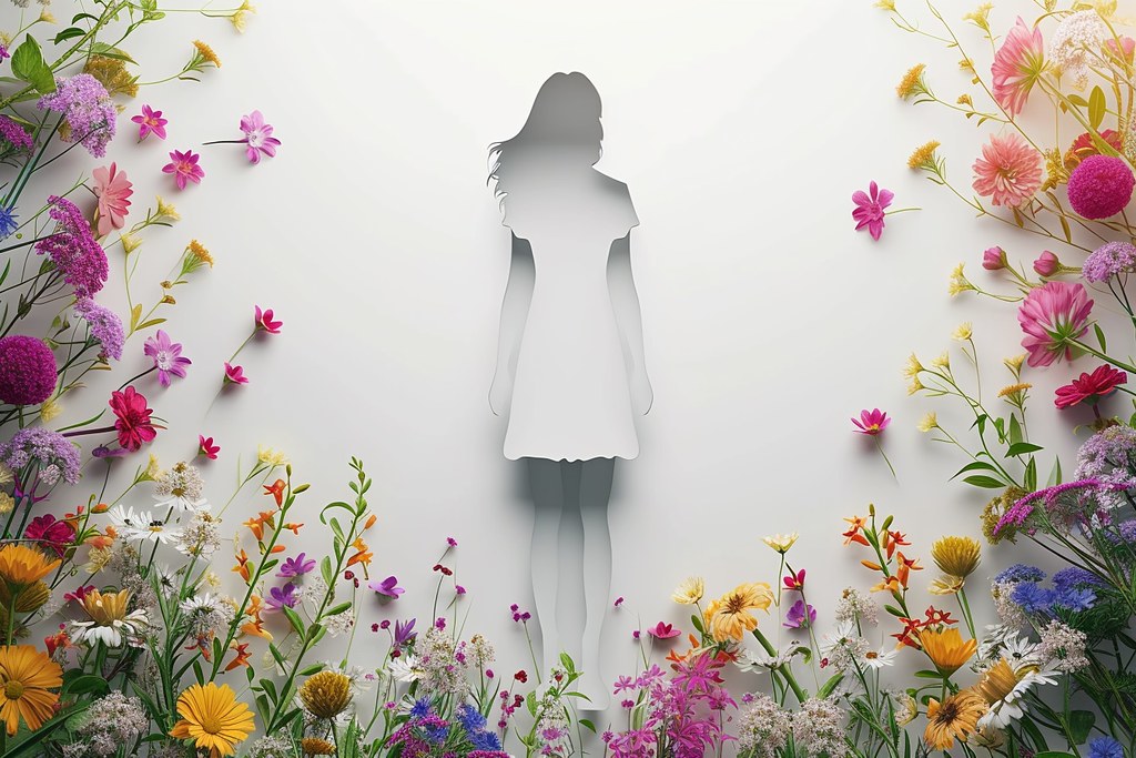 Frauensilhouette mit Blumen