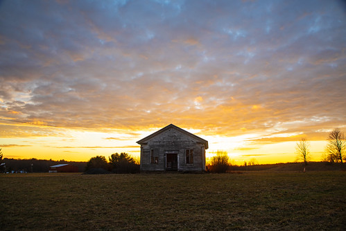 School Days by Matt Champlin, of the past...past old history oneroomschool sunset beautiful paeceful outdoors winter rural canon 2