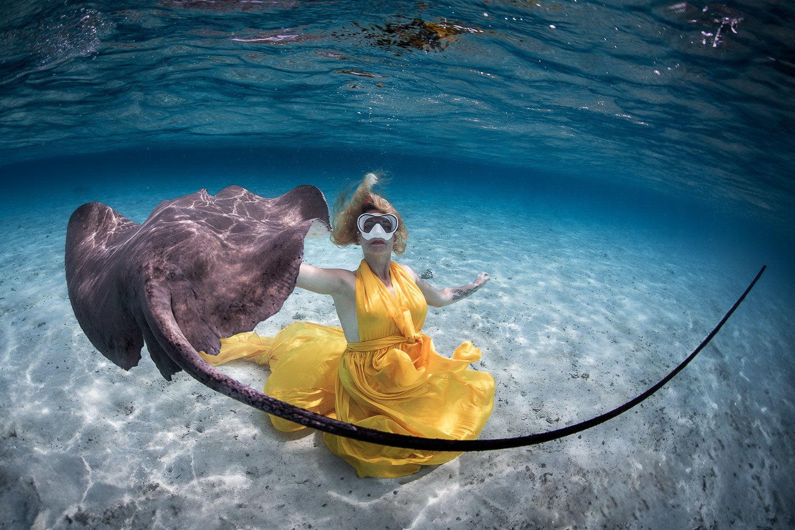 Bora Bora Photographer Stephan & Bonnie | 100% Positive reviews! | Bora Bora Lagoon - A Blissful Underwater Ballet with a Stingray