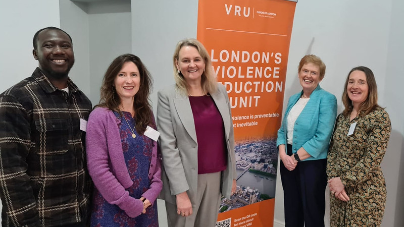 Yusuf Olyanian, Ceri Brown, Lib Peck Director of the VRU, Maureen McKenna consultant for VRU and Alison Douthwaite.