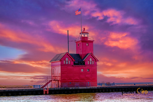 Big Red Lighthouse on Lake Michigan at Holland State Park - Holland, Michigan 