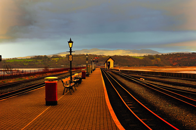 Porthmadog station in the golden hour....(in explore)