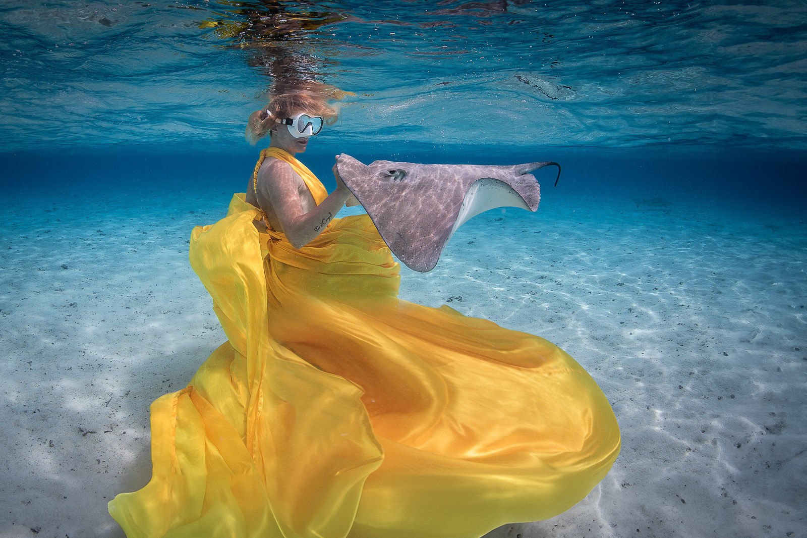 Bora Bora Photographer Stephan & Bonnie | 100% Positive reviews! | Bora Bora Lagoon - A Blissful Underwater Ballet with a Stingray