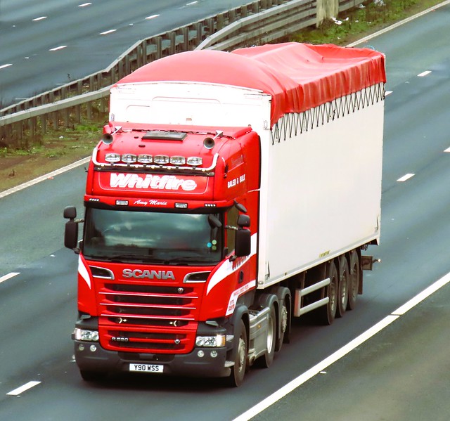 Whitfire, Scania R520 V8 (Y90WSS) On The A1M Southbound, Fairburn Flyover, North Yorkshire 31/1/24