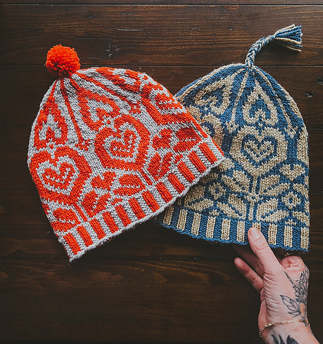 Caitlin Hunter’s new Cold Hearts Hat features corrugated ribbing, sweet heart motifs and fun, slightly pointy shaping for when you are feeling particularly jaunty.