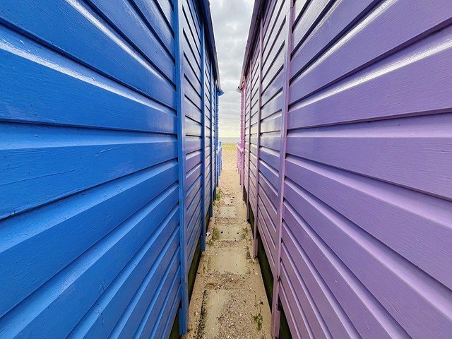 Beach huts, Mersea Island, Essex.