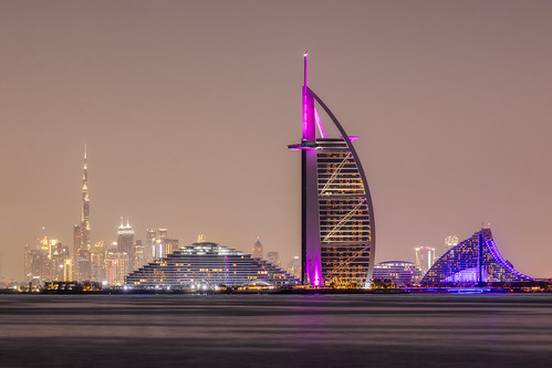 dubai sunset burj al arab skyline palm jumeirah uae united emirates