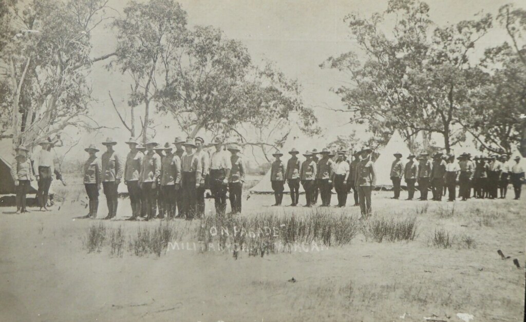 'On parade' at Military Camp at Morgan, South Australia - WW1 era or before