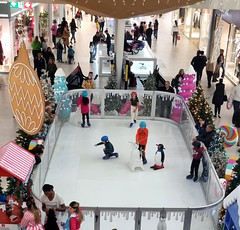 Beautiful synthetic ice rink in a shopping center