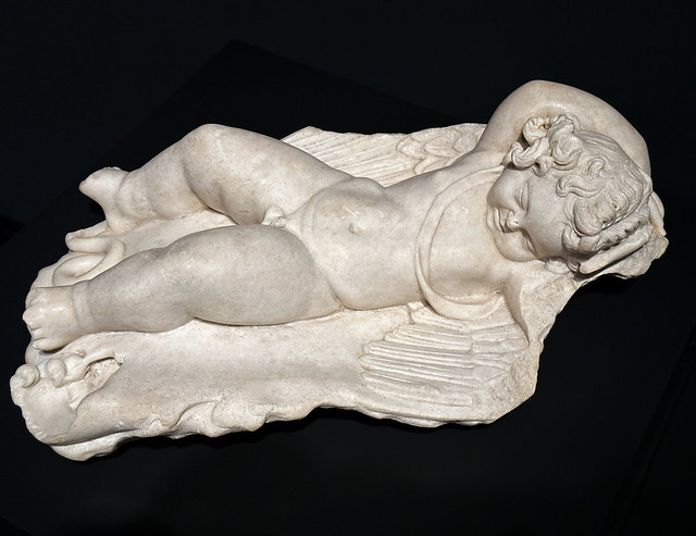 Roman marble statuette of a sleeping Cupid
