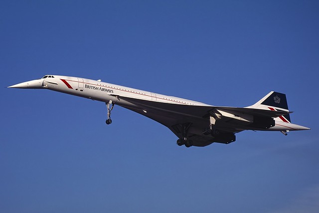 British Airways (Landor) Aerospatiale/ British Aircraft Corporation Concorde G-BOAA, London Heathrow, UK.