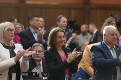 State Rep. Tracy Marra applauds during the opening day of the 2024 legislative session.