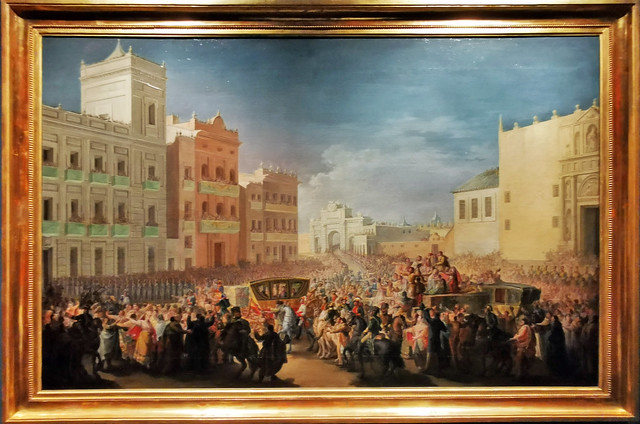 pintura Entrada triunfal de Fernando VII en Valencia 1815 autor Miguel Parra Museo Galería de las Colecciones Reales Patrimonio Nacional Madrid