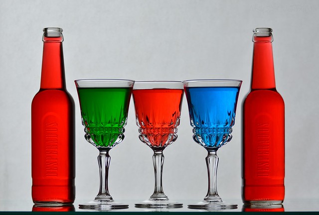 Row of Glass with Multicolored Liquid #7