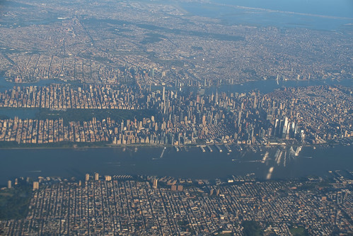 Midtown Manhattan Hudson County in NJ, Midtown Manhattan, Brooklyn and Queens with Jamaica Bay beyond.