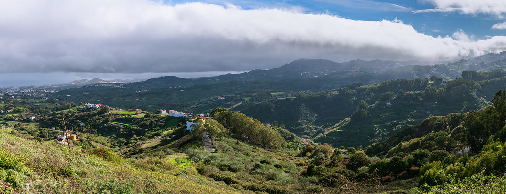 Panoramic View In The Morning From Montana Alta To Las Palmas De Gran Canaria And Barranco Del Laurel