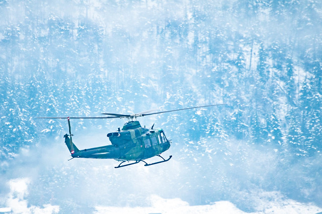 Bell 212 in fog and snow