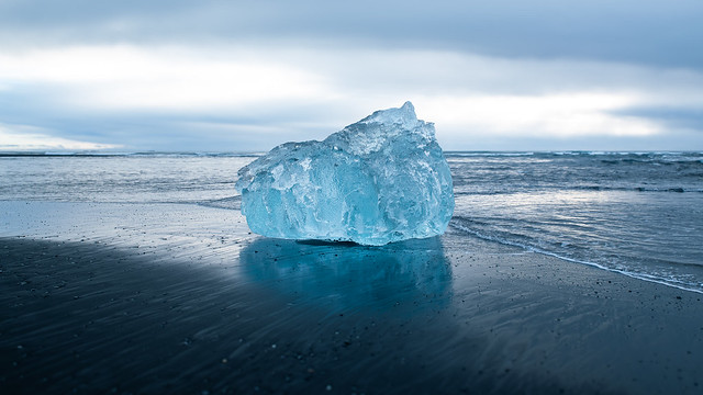 A big translucent block of ice.