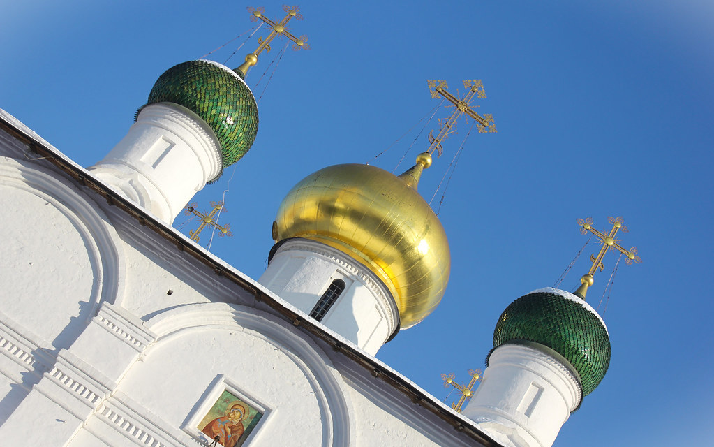 Holy Russia, Moscow Cupolas, Cathedral of the Meeting of the Icon of Our Lady of Vladimir since 1679 in Sretensky monastery, Bolshaya Lubyanka street / Rozhdestvensky boulevard, Meshchansky district. Православнаѧ Црковь.