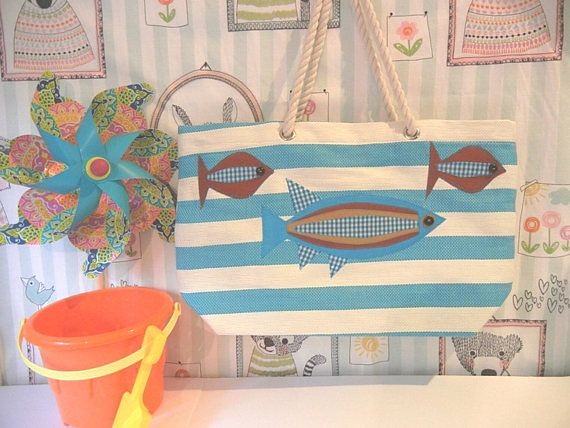 Tote Bag appliqued with my fish design