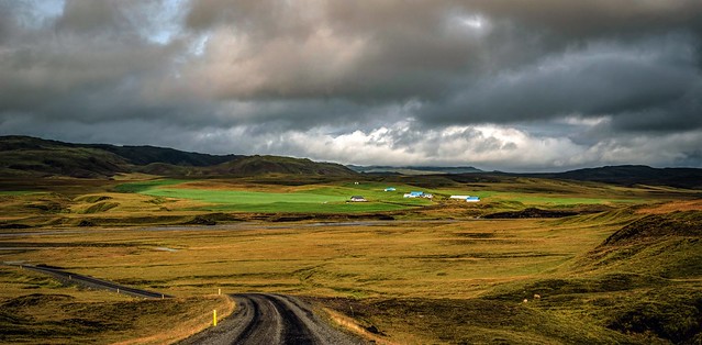 Farmland near road F210 in Iceland