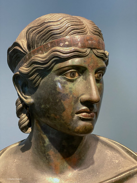 Head of a bronze female sculpture from the Villa dei Papiri, Herculaneum