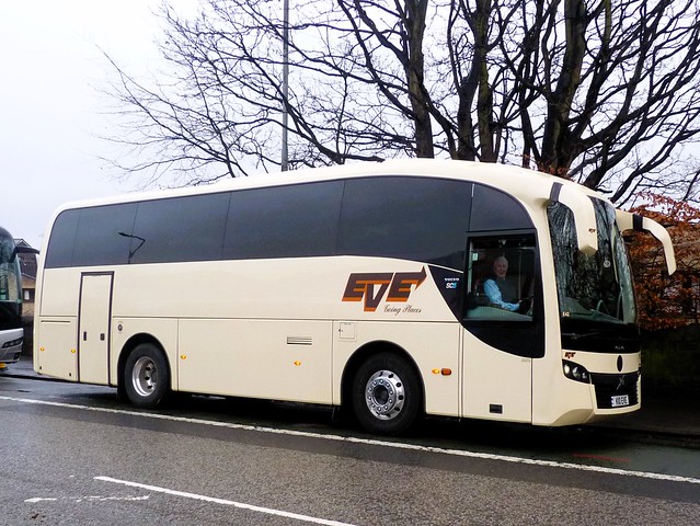 Eve Coaches of Dunbar Volvo B8R Sunsundegui SC5 K10EVE E42 at Corstorphine Road, Edinburgh, on 10 February 2024.