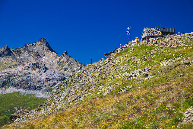 Piz Ot (3246 m) and Segantini hut (2731 m)