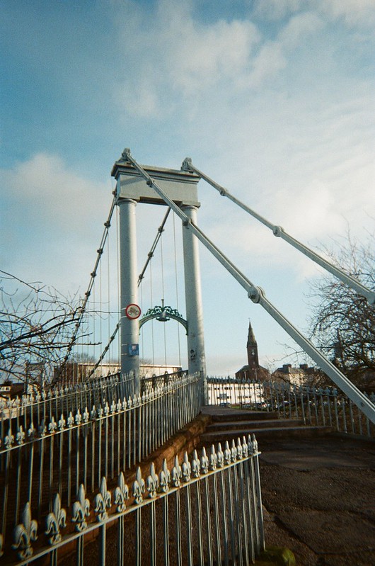 Brighter light shot of the suspension bridge by Cylo film camera with Kodak Ultramax. 2024