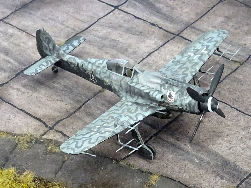 1:72 Focke Wulf Fw 190 D-9/R11; ‘Schwarze Vier (4+ Black)’, piloted by Unterfeldwebel (Sergeant) Reimar Maukwitz, 2. Staffel, 1./NJGr 10 der Deutschen Luftwaffe; Liebenwalde (Brandenburg), late March 1945 (What-if/modified Academy Kit)