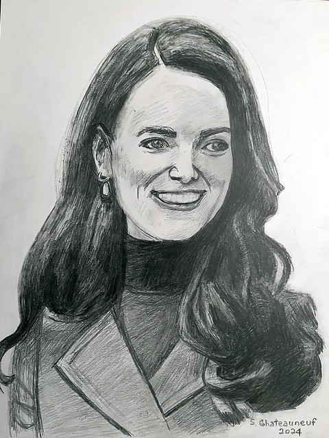 Kate Middleton - Pencil Drawing by STEVEN CHATEAUNEUF (2024)