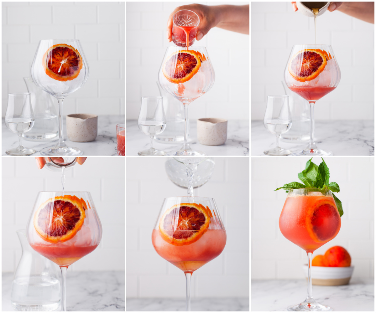 step by step photos for how to make a blood orange cocktail
