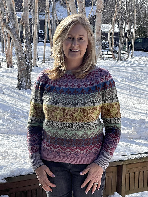 Debbie (@love.knit.spin.weave) knit this fabulous Aisling by Marie Wallin using yarn from her new LYS in PEI.