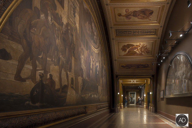 The Leighton Frescoes Gallery at the V&A Museum, London, England.