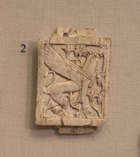 Ivory plaque with griffin and sacred tree, from Nimrud