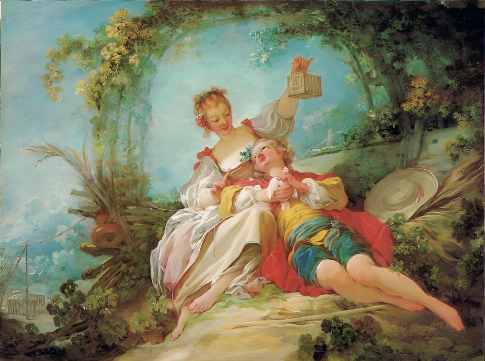 The Happy Lovers by Jean-Honore Fragonard, 1765.