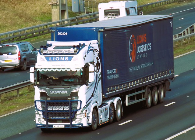 Lions Logistics, Scania 660S V8 (MY66OLL) On The A1M Southbound, Fairburn Flyover, North Yorkshire 1/2/24