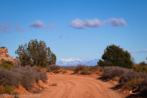 The La Sal Mountains from Waterhole Flat, Glen Canyon National Recreation Area en route to the Maze District of Canyonlands National Park, Utah