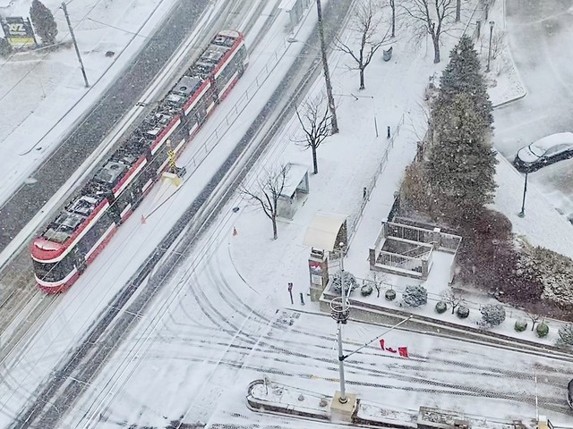 It is actually snowing in Toronto!