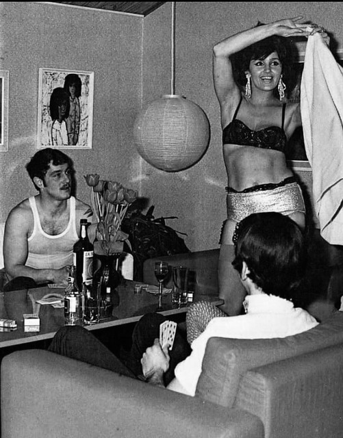 1970s Two Men & One Woman Playing Strip Poker