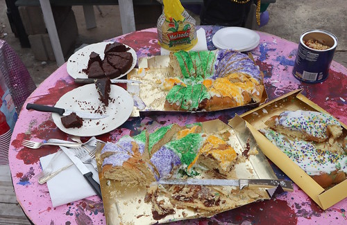 King cake and brownies spread on Mardi Gras Day 2024. Photo by Demian Roberts.