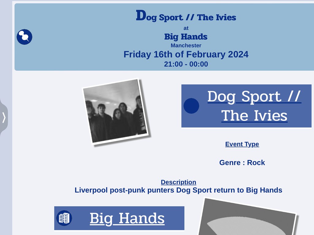Big Hands, Manchester TONIGHT - The Ivies Band