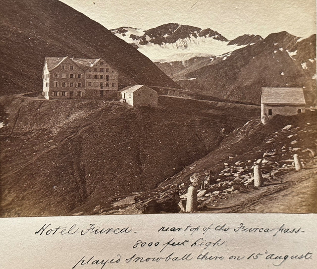 Hotel Furca (Furka), near top of the Furca pass. Circa 1875.
