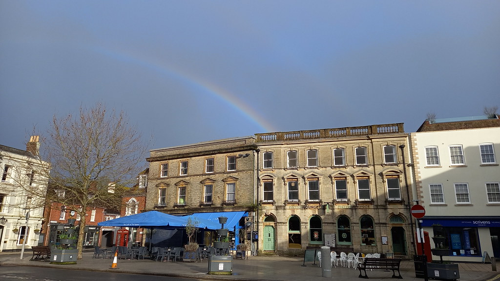 Rainbow over Wimborne Square, Dorset