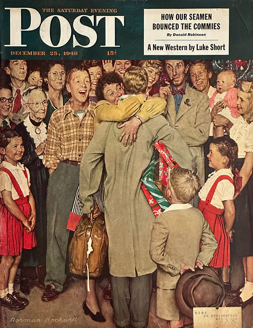 “Christmas Homecoming” by Norman Rockwell on the cover of “The Saturday Evening Post,” December 25, 1948.