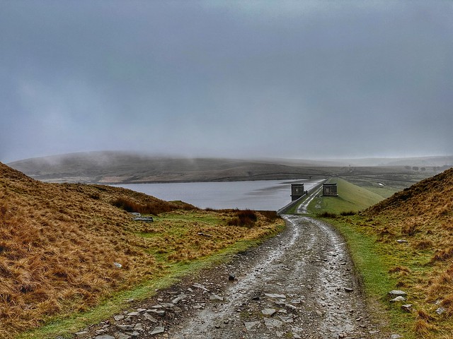 Looking down to Cant clough reservoir