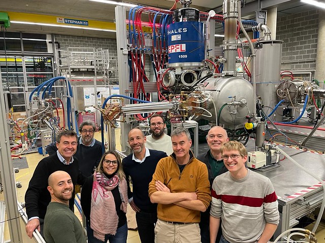 Representatives of F4E, DTT, Swiss Plasma Centre, Thales at the Falcon Facility, testing the DTT gyrotron pre-series unit, December 2023, Switzerland ©SPC